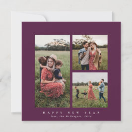 Tarjeta Festiva Elegante cuadrado triple foto feliz año nuevo