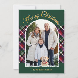 Tarjeta Festiva Elegante Cuadros de Tartán con Arco Personalizado 