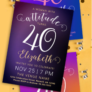 Tarjeta Festiva Elegante cuarto Fiesta moderno de gradiente púrpur