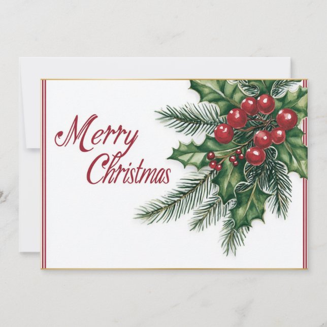 Tarjeta Festiva Elegante Cursive Merry Christmas (Anverso)