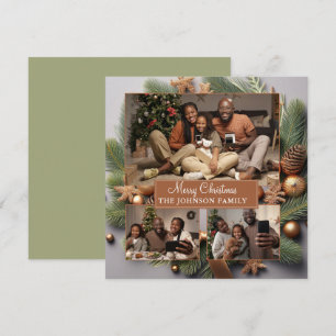 Tarjeta Festiva Elegante Cute 3 Navidades de la familia fotográfic