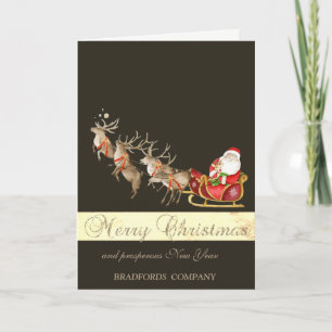 Tarjeta Festiva Elegante Deers Santa Claus Sleight