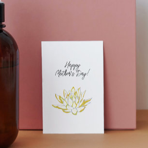 Tarjeta Festiva Elegante Día de la Madre en el Lotus color amarill