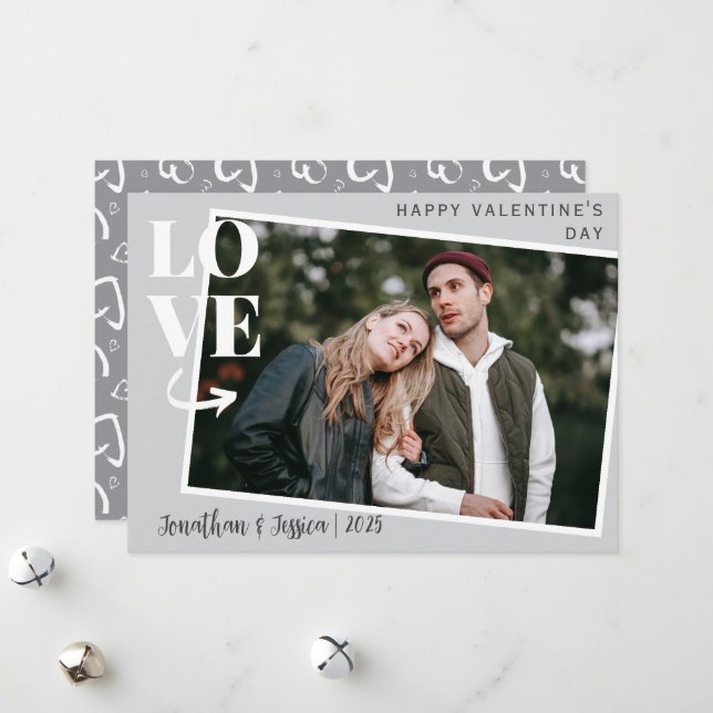 Tarjeta Festiva Elegante Día de San Valentín de la pareja romántic (Anverso/Reverso In Situ)