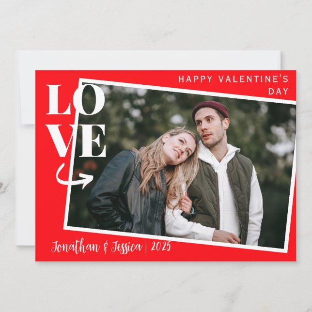 Tarjeta Festiva Elegante Día de San Valentín de la pareja romántic (Anverso)