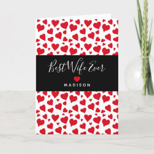 Tarjeta Festiva Elegante Día de San Valentín Mejor Esposa Roja Per
