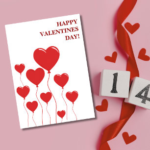 Tarjeta Festiva Elegante Día de San Valentín rojo y blanco feliz