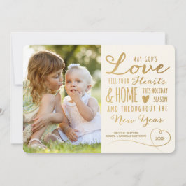 Tarjeta Festiva Elegante Dios de amor Navidades tipo oro foto marf