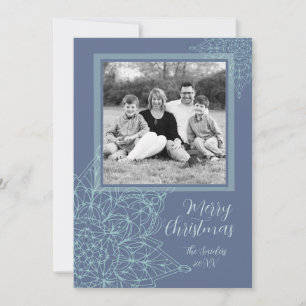 Tarjeta Festiva Elegante Diseño De Copos De Nieve Con Foto