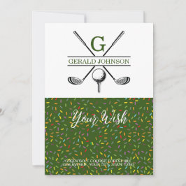 Tarjeta Festiva Elegante diseño de vacaciones en monograma de golf