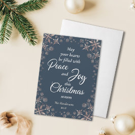 Tarjeta Festiva Elegante dorado copos de nieve paz marina de alegr