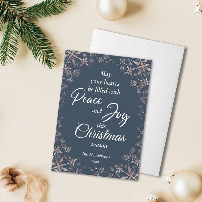Tarjeta Festiva Elegante dorado copos de nieve paz marina de alegr (Subido por el creador)