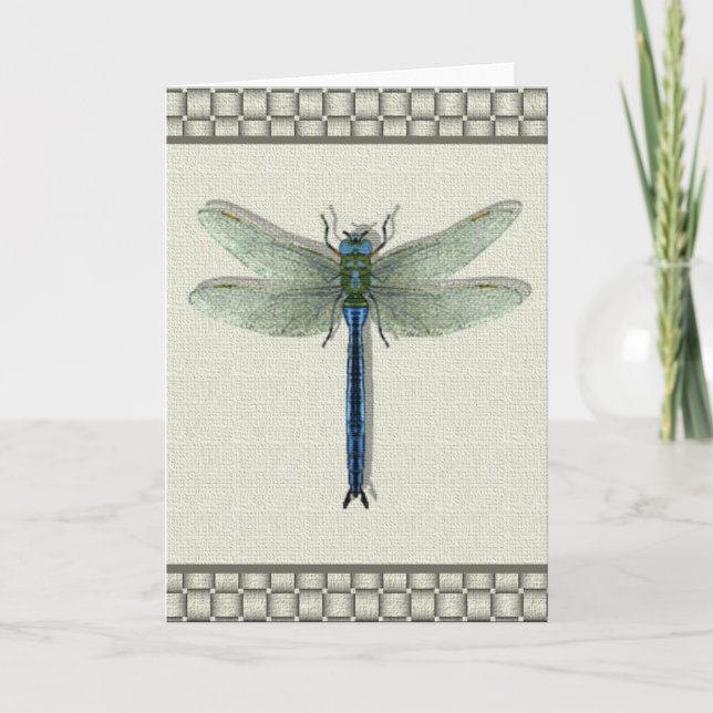 Tarjeta Festiva Elegante Dragonfly azul (Anverso)