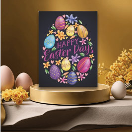 Tarjeta Festiva Elegante Egg Feliz Día de Pascua