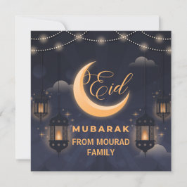 Tarjeta Festiva Elegante Eid Mubarak Caligrafía