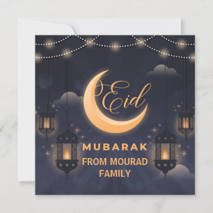 Tarjeta Festiva Elegante Eid Mubarak Caligrafía