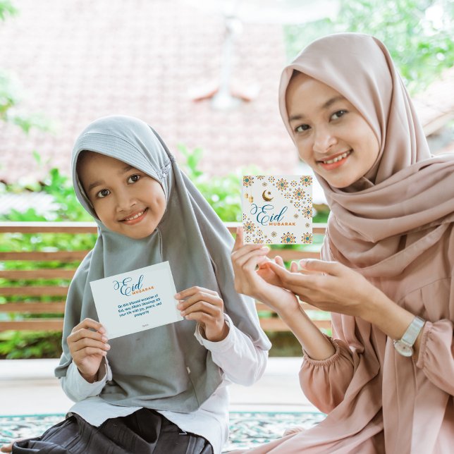 Tarjeta Festiva Elegante Eid Mubarak Luna Estrellas (Subido por el creador)