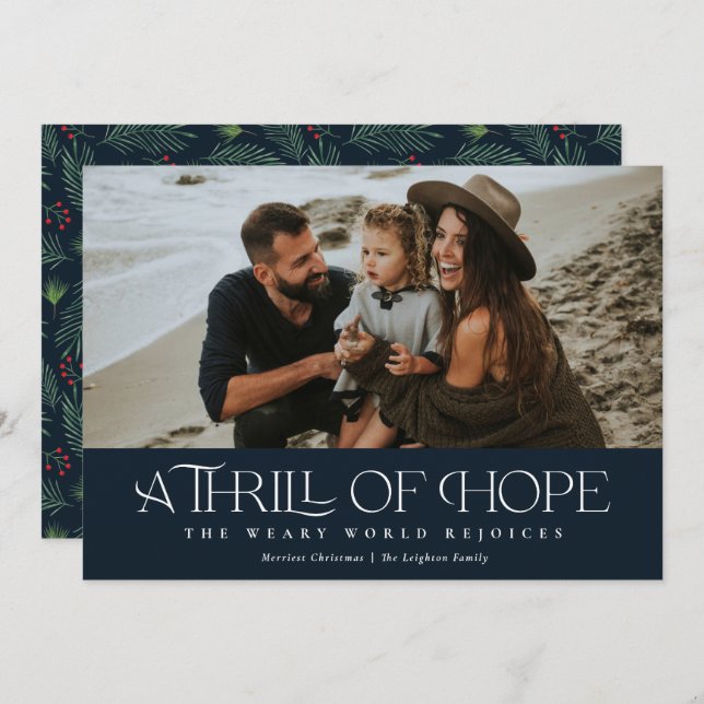 Tarjeta Festiva Elegante emoción de la esperanza Navidades de foto (Anverso / Reverso)