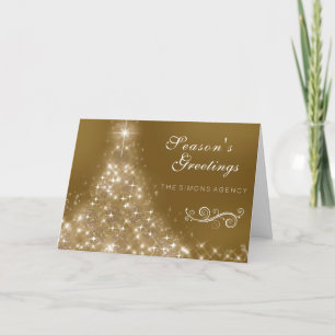 Tarjeta Festiva Elegante empresa Gold Christmas Tree Corporate