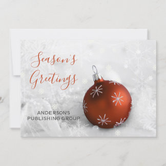 Tarjeta Festiva Elegante Escena de Nieve Naranja Ornament Company