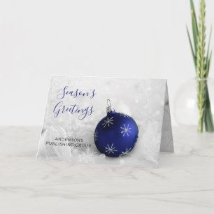 Tarjeta Festiva Elegante Escena de Nieve Navy Ornament Company Hol