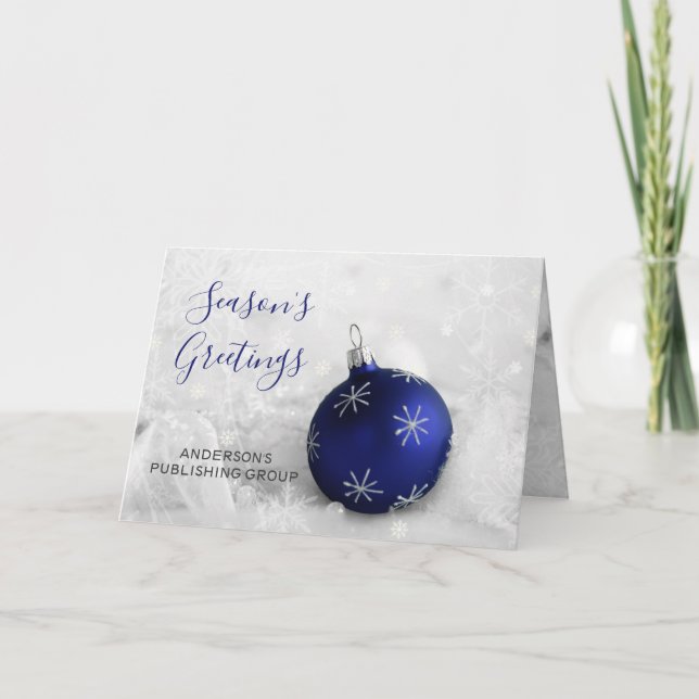 Tarjeta Festiva Elegante Escena de Nieve Navy Ornament Company Hol (Anverso)