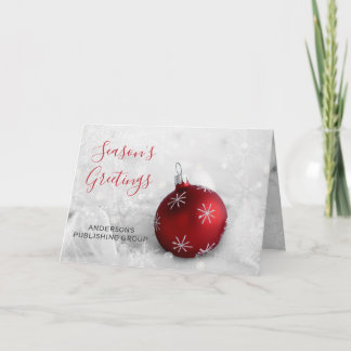 Tarjeta Festiva Elegante Escena de Nieve Ornamento Rojo Vacaciones