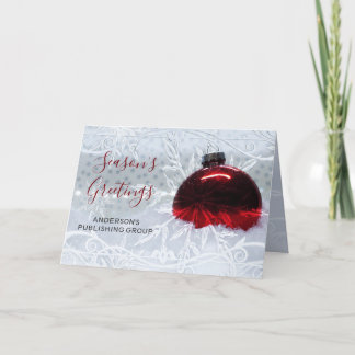 Tarjeta Festiva Elegante Escena de Nieve Ornamento Rojo Vacaciones