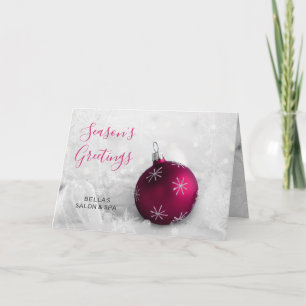 Tarjeta Festiva Elegante Escena de Nieve Ornamento rosa de la comp