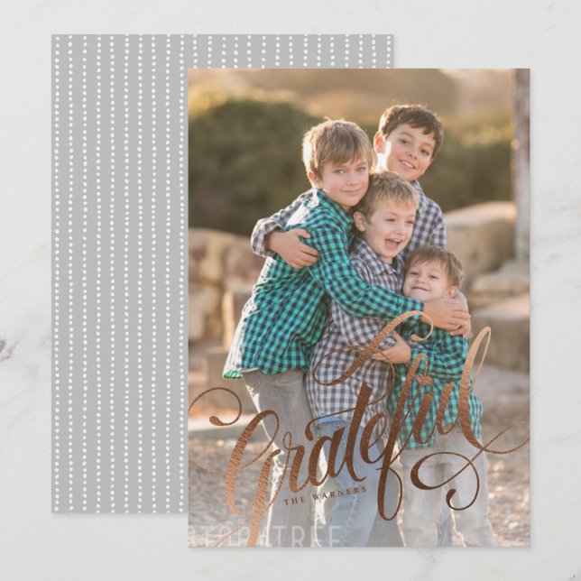 Tarjeta Festiva Elegante escritura agradecida con falso papel de a (Anverso / Reverso)