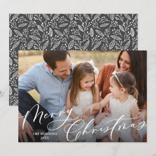 Tarjeta Festiva Elegante escritura blanca de una foto Feliz Navida