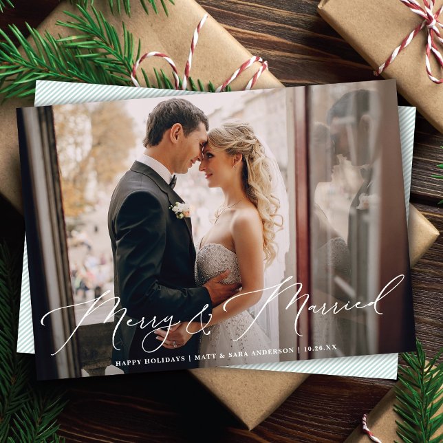 Tarjeta Festiva Elegante escritura blanca mora y foto casada (Subido por el creador)