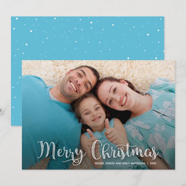 Tarjeta Festiva Elegante escritura navideña de merry (Anverso / Reverso)