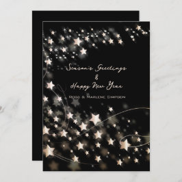 Tarjeta Festiva Elegante estadio minimalista de estrellas negras y