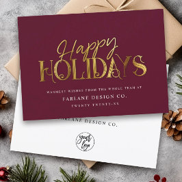 Tarjeta Festiva Elegante estilo moderno Gold Script Business Red c