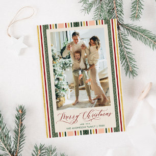 Tarjeta Festiva Elegante estriberas de época Fotos navideñas