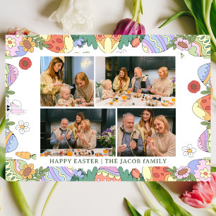 Tarjeta Festiva elegante familia de Bendición Moderna de Pascua Cu