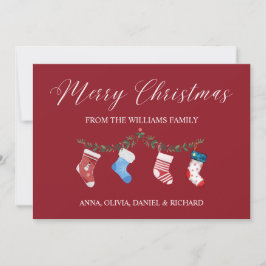 Tarjeta Festiva Elegante familia de saludos Navidades rojo