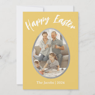 Tarjeta Festiva Elegante familia Eggs Happy Easter una foto