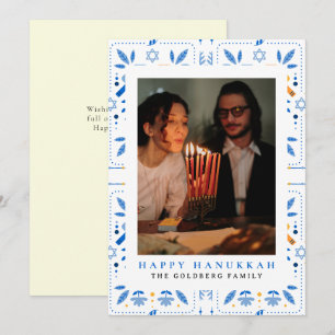 Tarjeta Festiva Elegante Familia Hanukkah Blue Happy 1 Foto