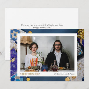 Tarjeta Festiva Elegante Familia Hanukkah Blue Happy 1 Foto