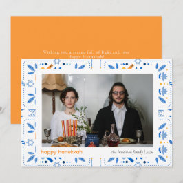 Tarjeta Festiva Elegante Familia Hanukkah Blue Happy 1 Foto