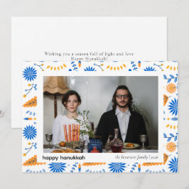 Tarjeta Festiva Elegante Familia Hanukkah Blue Happy 1 Foto