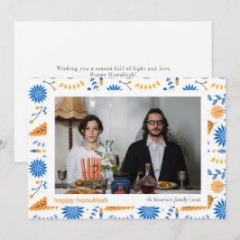 Tarjeta Festiva Elegante Familia Hanukkah Blue Happy 1 Foto