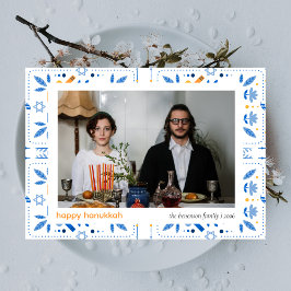 Tarjeta Festiva Elegante Familia Hanukkah Blue Happy 1 Foto