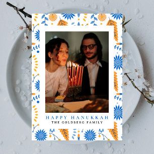 Tarjeta Festiva Elegante Familia Hanukkah Blue Happy 1 Foto