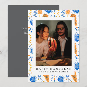 Tarjeta Festiva Elegante Familia Hanukkah Blue Happy 1 Foto