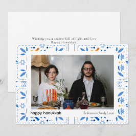 Tarjeta Festiva Elegante Familia Hanukkah Blue Happy 1 Foto