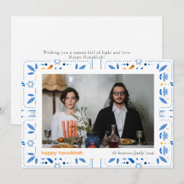 Tarjeta Festiva Elegante Familia Hanukkah Blue Happy 1 Foto