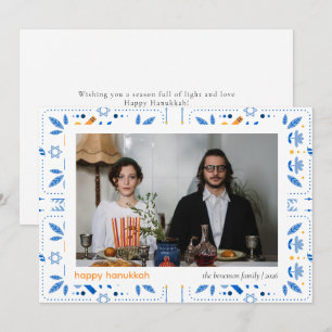 Tarjeta Festiva Elegante Familia Hanukkah Blue Happy 1 Foto